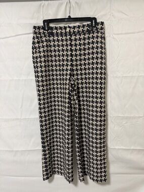 Akris Punto Black and Cream Houndstooth Wide-Leg Pants